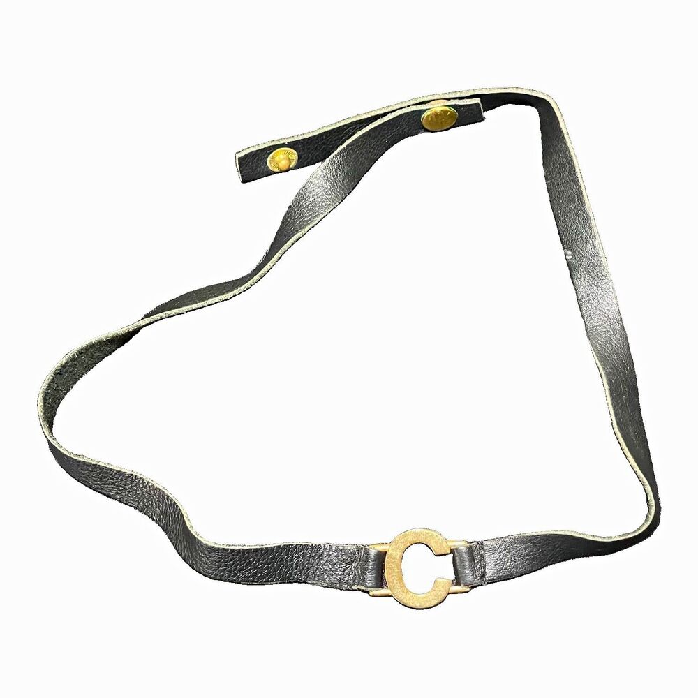 Vintage Givenchy Women’s Black Choker with Gold Metal C